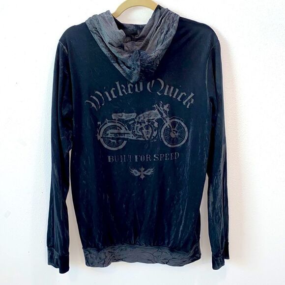 Wicked Quick French Terry Charcoal Crinkle Built For Speed Hoodie - Picture 7 of 13